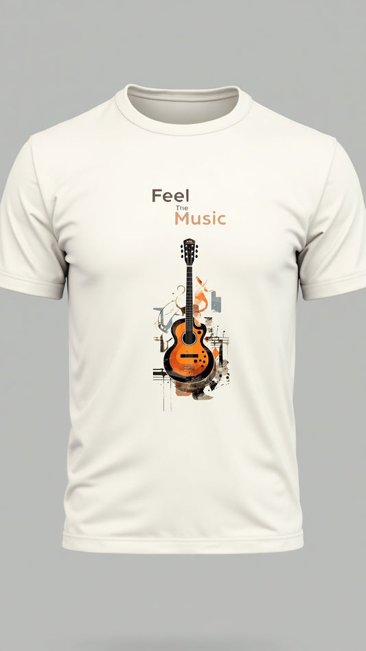 Feel The Music – Artistic Guitar Printed T-Shirt for Music Lovers