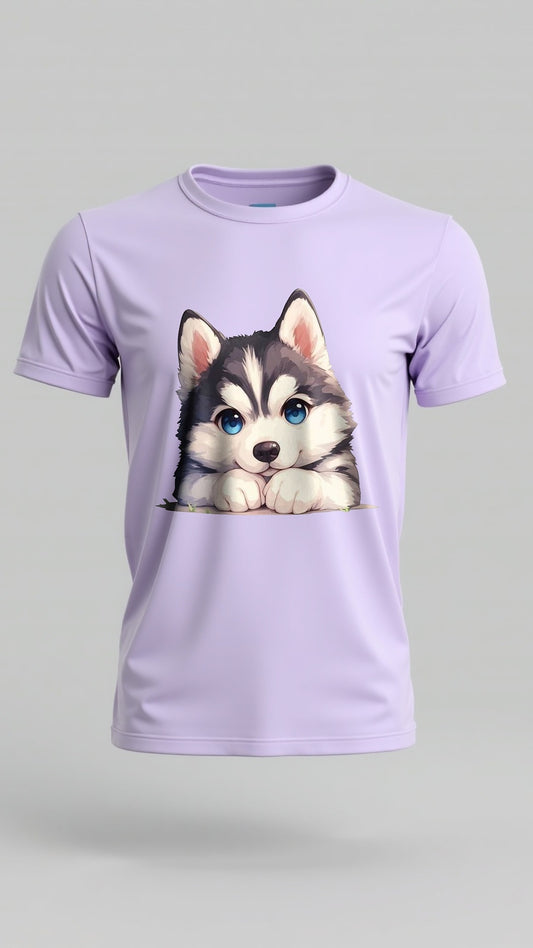 Cute Puppy Graphic T Shirt – Lavender Edition