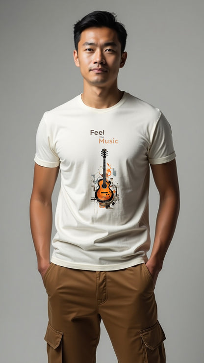 Feel The Music – Artistic Guitar Printed T-Shirt for Music Lovers