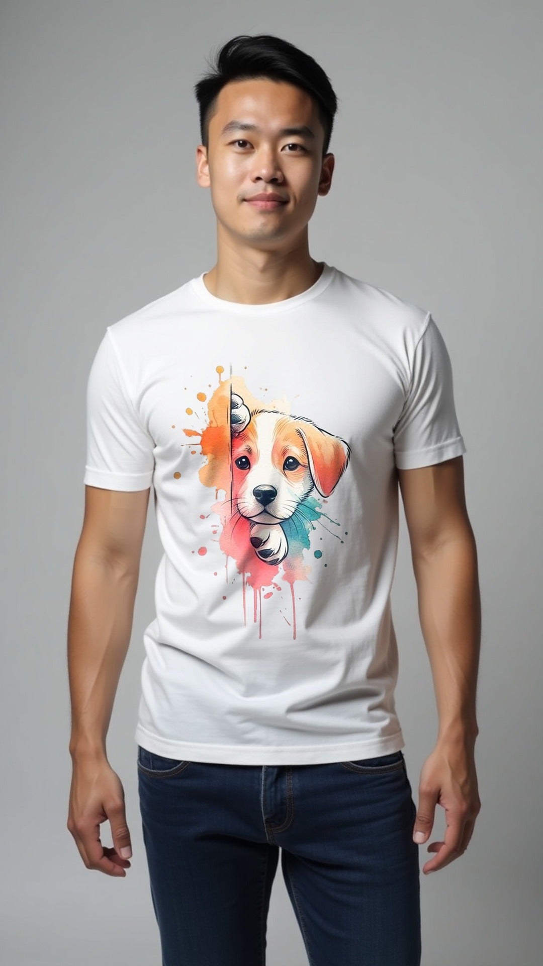 Peek-a-Pup – Watercolor Style Puppy Illustration T-Shirt (Unisex)