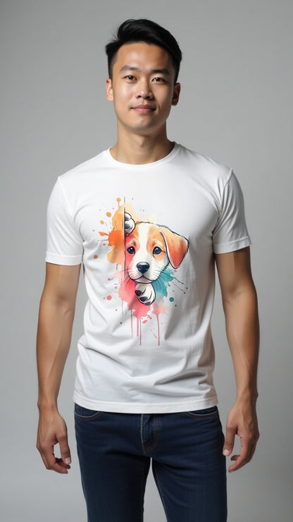 Peek-a-Pup – Watercolor Style Puppy Illustration T-Shirt (Unisex)