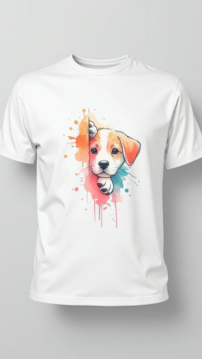 Peek-a-Pup – Watercolor Style Puppy Illustration T-Shirt (Unisex)