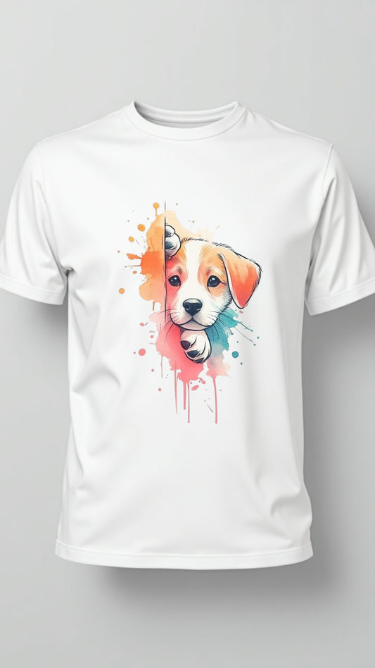 Peek-a-Pup – Watercolor Style Puppy Illustration T-Shirt (Unisex)